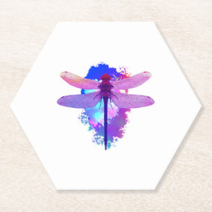 Dragonfly colourful picture Gift idea Paper Coaster