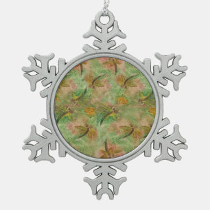 Dragonfly Cotton Candy Snowflake Pewter Christmas Ornament
