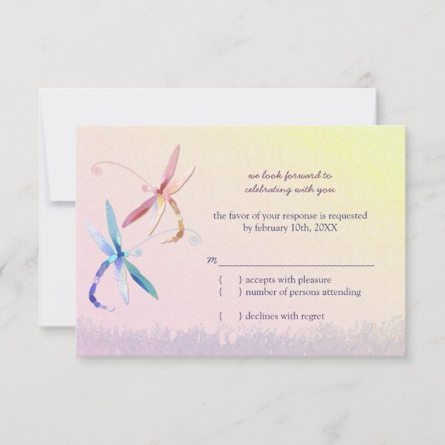 Dragonfly Country Wedding RSVP Card (Front)