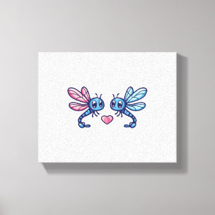 Dragonfly couple in love animal Valentine's Day Canvas Print