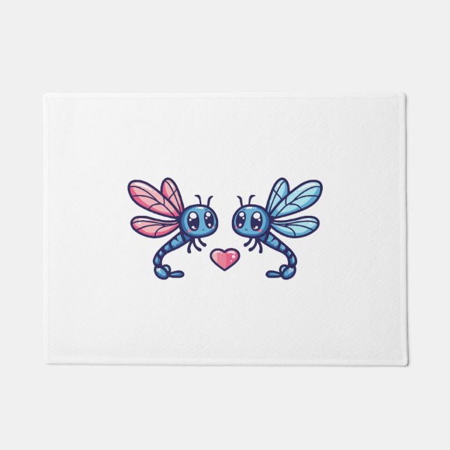 Dragonfly couple in love animal Valentine's Day Doormat (Front)