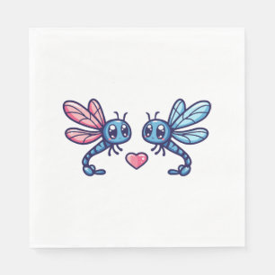 Dragonfly couple in love animal Valentine's Day Napkin