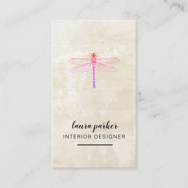 Dragonfly Creative Designer Nature Vintage Minimal Business Card (Front)