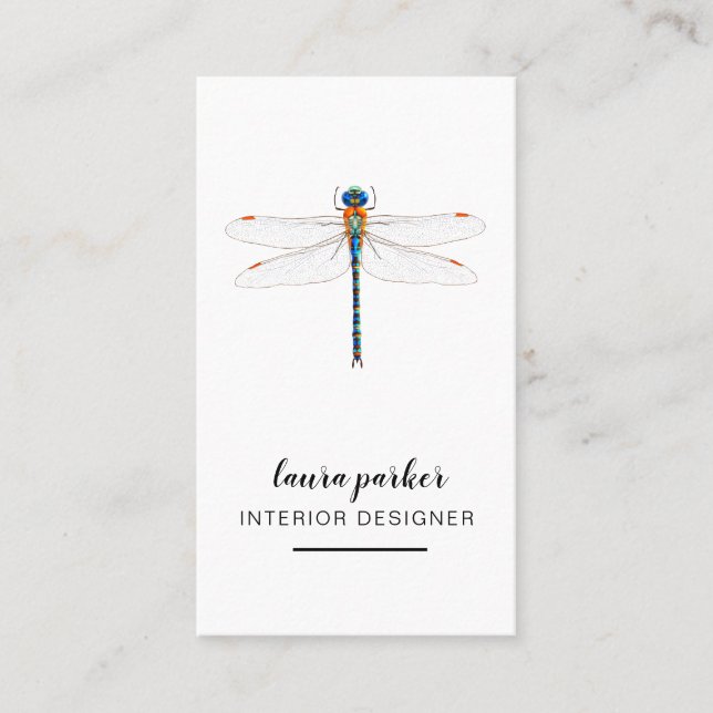 Dragonfly Creative Designer Nature White Simple Business Card (Front)