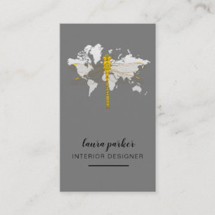 Dragonfly Creative Designer Nature World Map Business Card