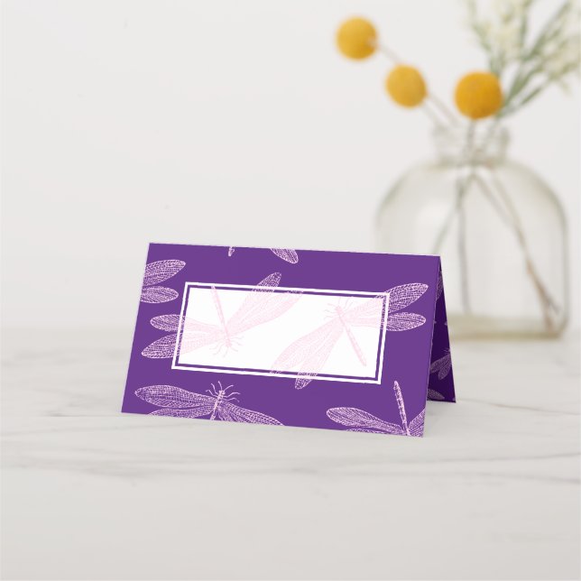 Dragonfly Custom Colour Summer Party Place Card (Front)