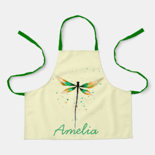 Dragonfly cute watercolor design apron