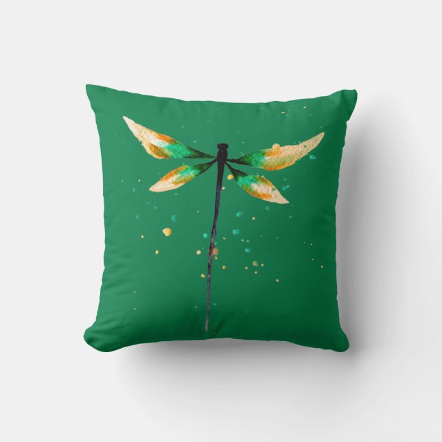 Dragonfly cute watercolor design cushion (Front)