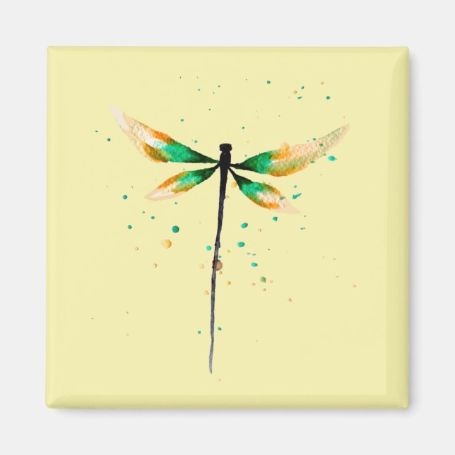 Dragonfly cute watercolor illustration magnet (Front)