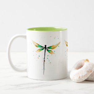 Dragonfly cute watercolor illustration Two-Tone coffee mug