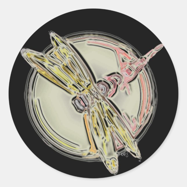 Dragonfly Cutout Classic Round Sticker (Front)