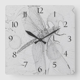 Dragonfly & Daisies Square Wall Clock