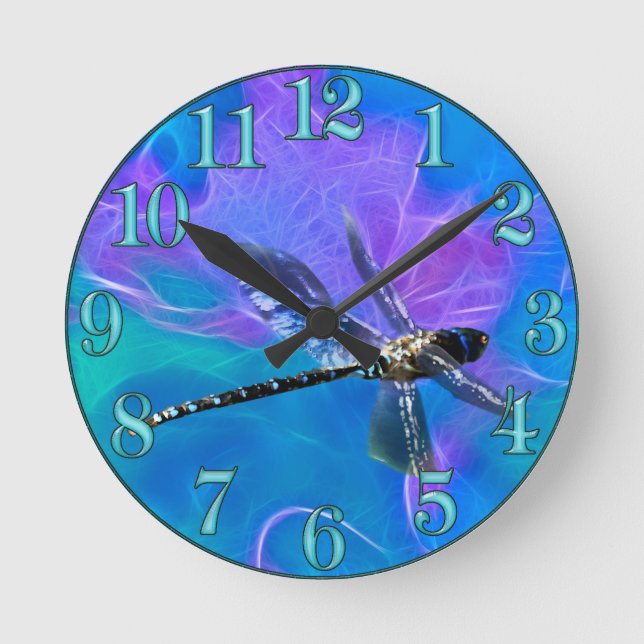 Dragonfly Damsel Fly Insect-lovers Gift Series Round Clock (Front)