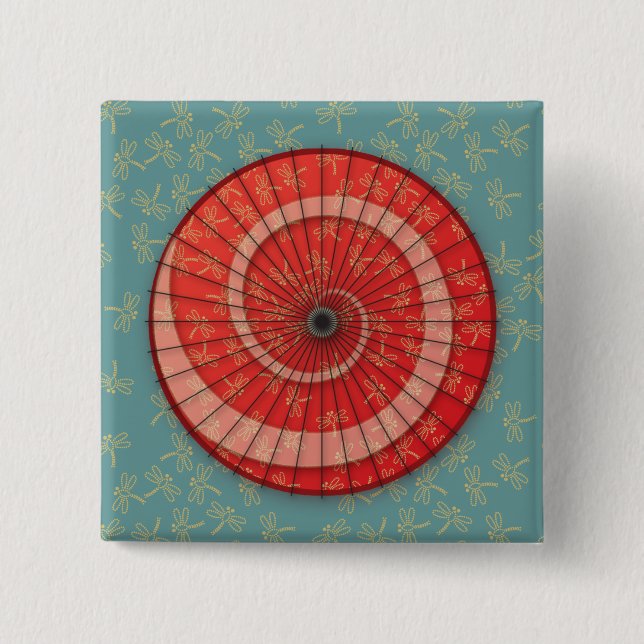 dragonfly dance 15 cm square badge (Front)