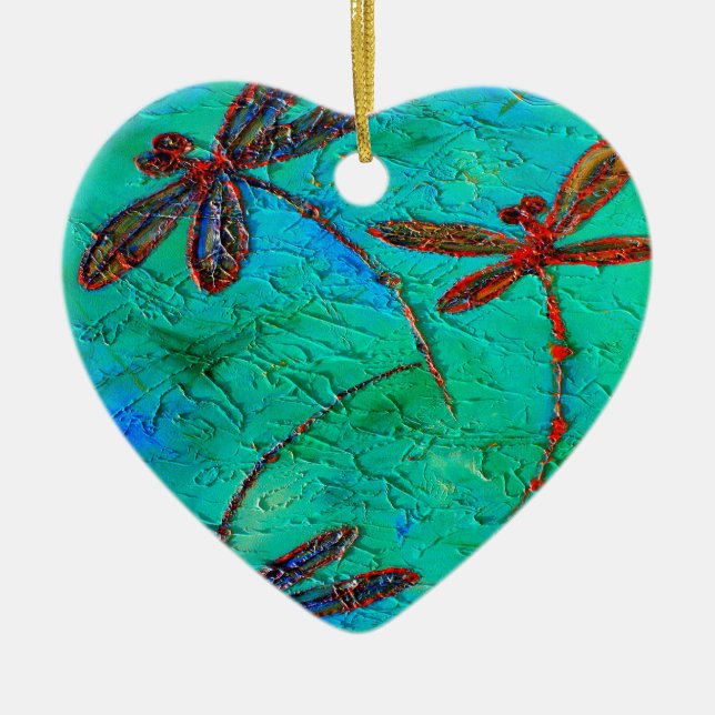 Dragonfly Dance Ceramic Tree Decoration (Front)