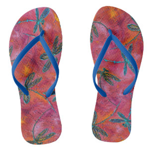 Dragonfly Dance Fuschia Pink Flip Flops