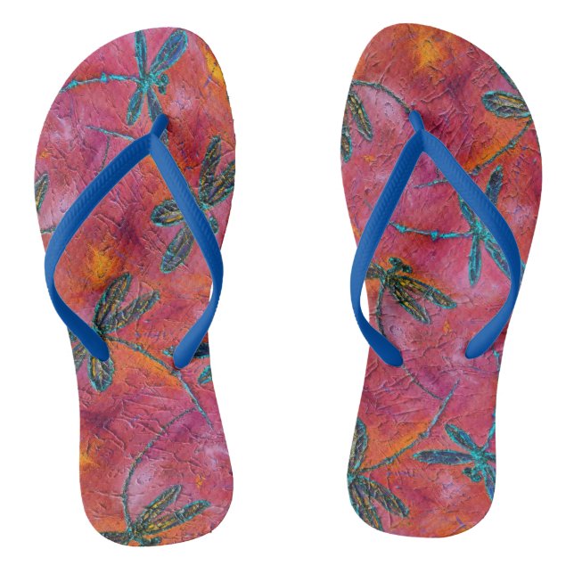 Dragonfly Dance Fuschia Pink Flip Flops (Footbed)