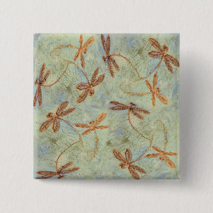 Dragonfly Dance Gold 15 Cm Square Badge