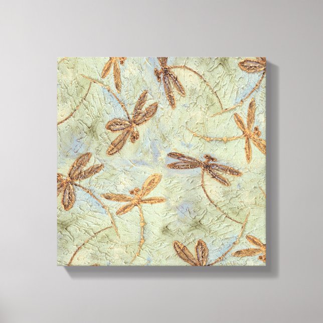 Dragonfly Dance Gold Canvas Print (Front)
