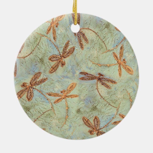 Dragonfly Dance Gold Ceramic Tree Decoration (Back)
