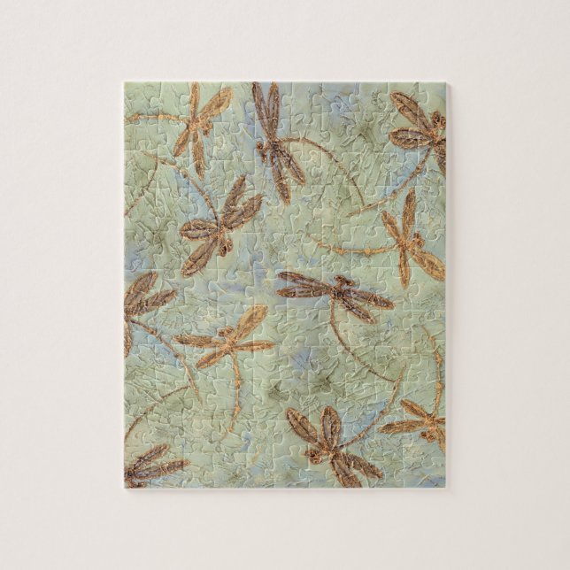 Dragonfly Dance Gold Jigsaw Puzzle (Vertical)