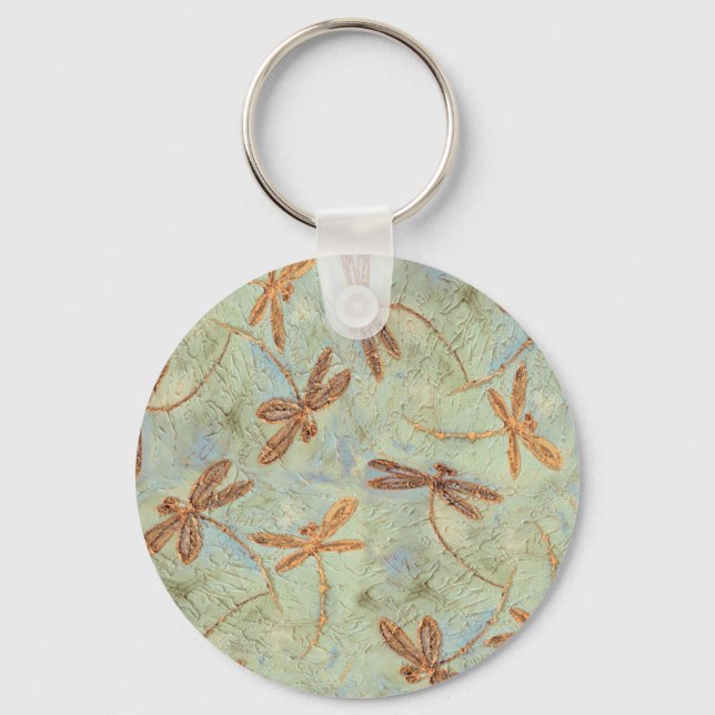 Dragonfly Dance Gold Key Ring (Front)
