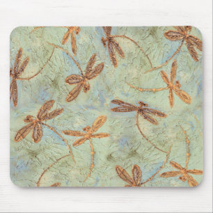 Dragonfly Dance Gold Mouse Mat