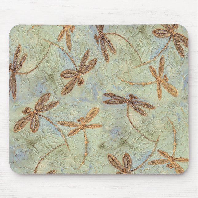 Dragonfly Dance Gold Mouse Mat (Front)