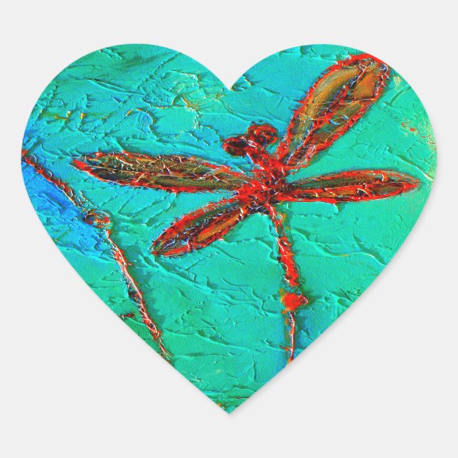 Dragonfly Dance Heart Sticker (Front)