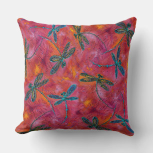Dragonfly Dance Hot Fuchsia Cushion