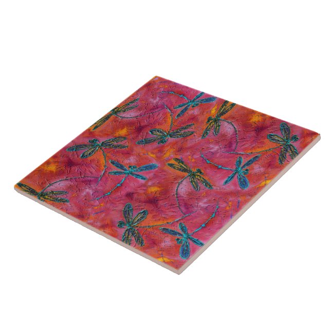 Dragonfly Dance Hot Fuchsia  Tile (Side)