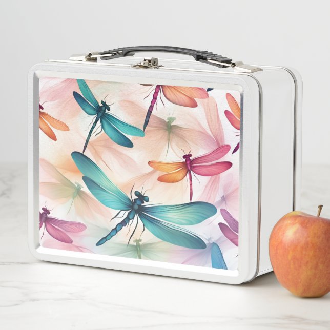 Dragonfly Dance Print Cut Sew Bag Metal Lunch Box (In Situ)