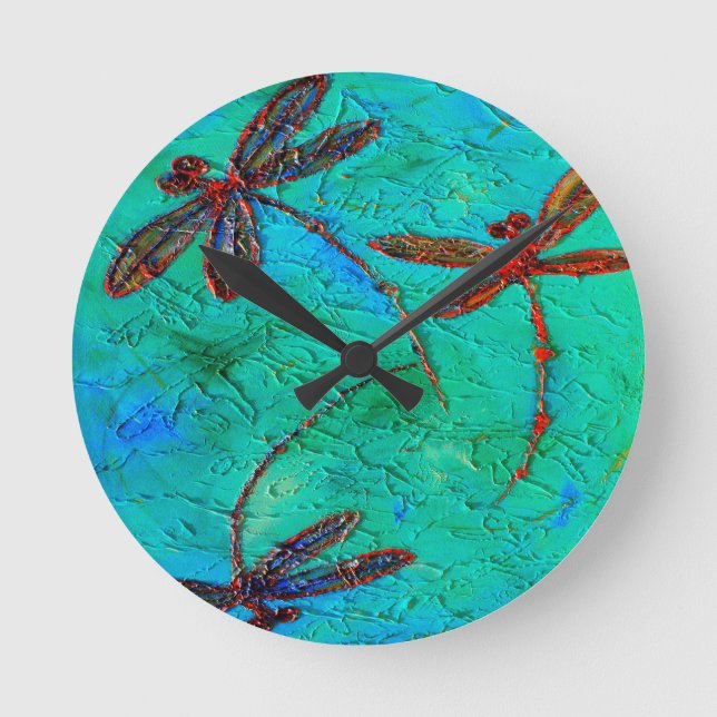 Dragonfly Dance Round Clock (Front)
