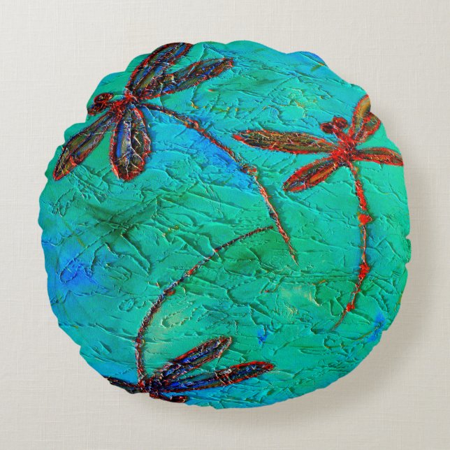Dragonfly Dance Round Cushion (Front)