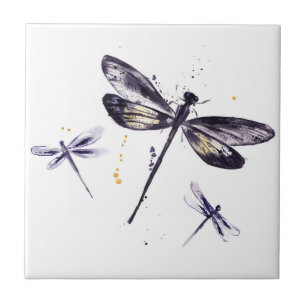 dragonfly delicate floral pattern tiles