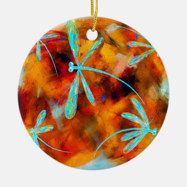 Dragonfly Desert Flit Ceramic Tree Decoration (Front)