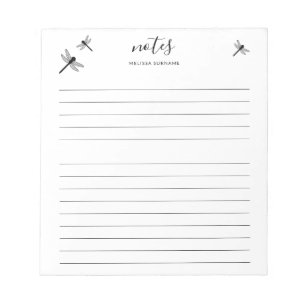 Dragonfly Design With Personalizable Name Lined Notepad