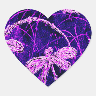 Dragonfly Disco Heart Sticker