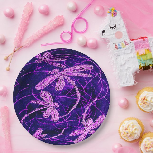 Dragonfly Disco Paper Plate (Party)