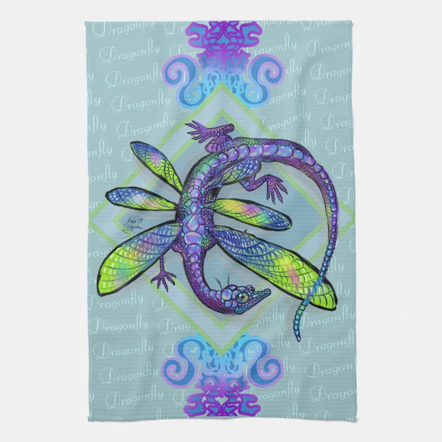 Dragonfly Dragon Tea Towel (Vertical)