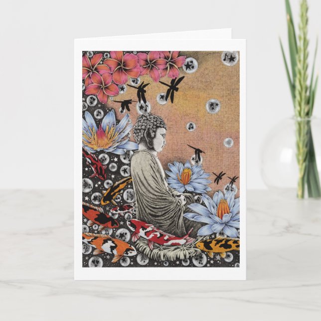 Dragonfly Dream IV (Blue Lotus at the Fish Pond) Card (Front)