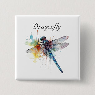 Dragonfly Dreamscape, custom 15 Cm Square Badge