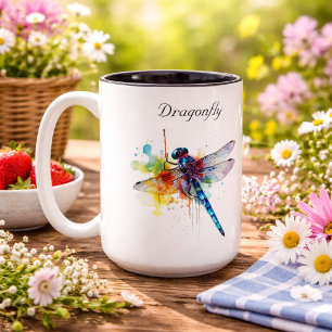Dragonfly Dreamscape, custom Two-Tone Coffee Mug
