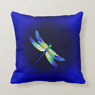 Dragonfly Electric Blue - Personalise with a name Cushion