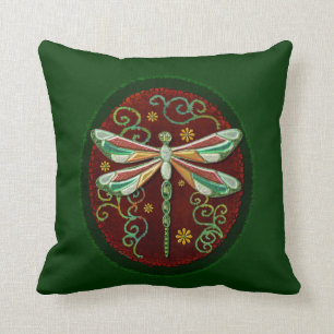 Dragonfly Elegant Jewelled 2 Folk Art Cushion