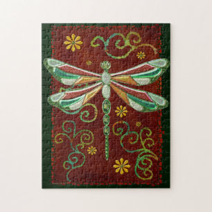 Dragonfly Elegant Jewelled 2 Folk Art Jigsaw Puzzle