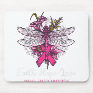 Dragonfly Faith Hope Love Breast Cancer Awareness Mouse Mat