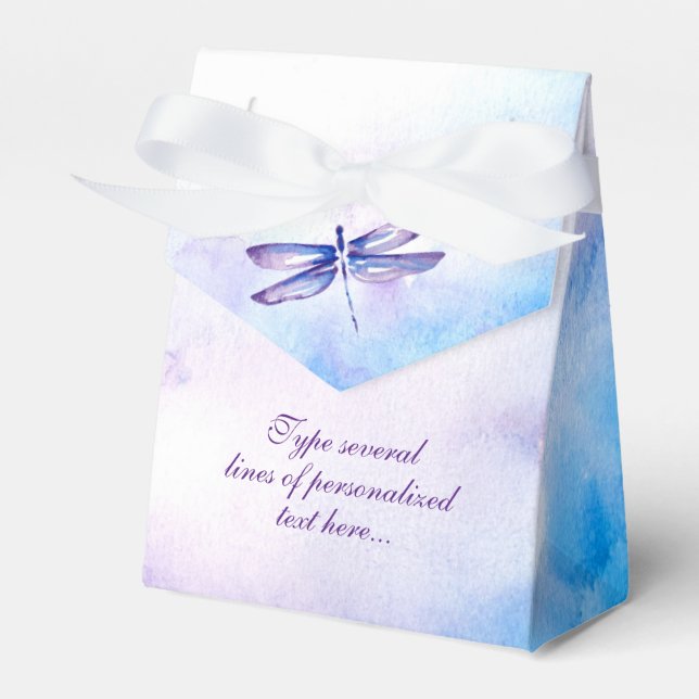 Dragonfly Favour Boxes | Purple Blue Watercolor (Front Side)