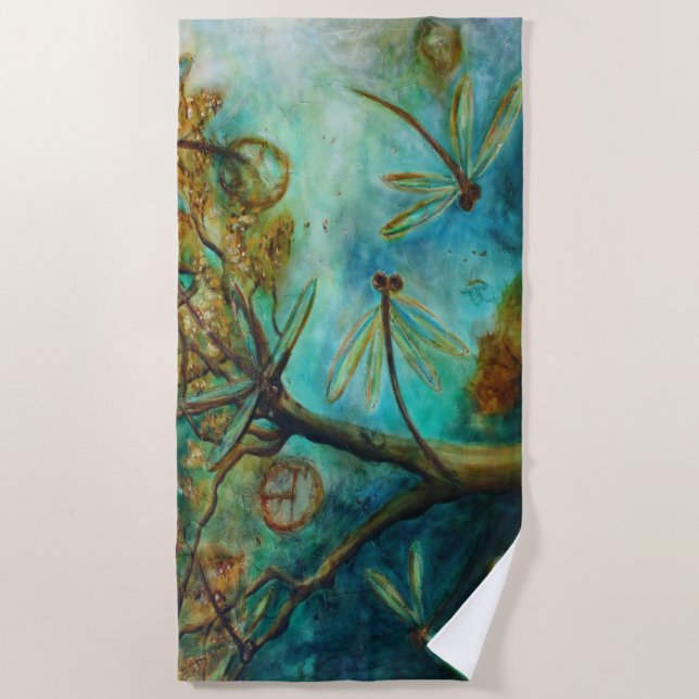 Dragonfly Flirtation Beach Towel (Front)