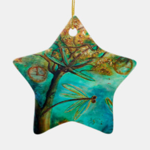 Dragonfly Flirtation Ceramic Tree Decoration
